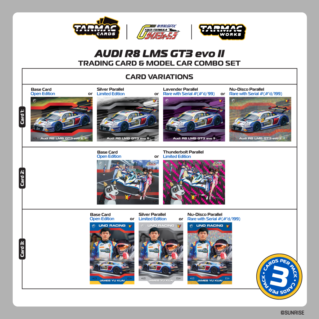 1/64 Audi R8 LMS GT3 evo II Macau GT Cup - FIA GT World Cup 2024 Uno Racing #30 with Tarmac Cards Combo Set and Truck Packaging - Tarmac Works HOBBY64