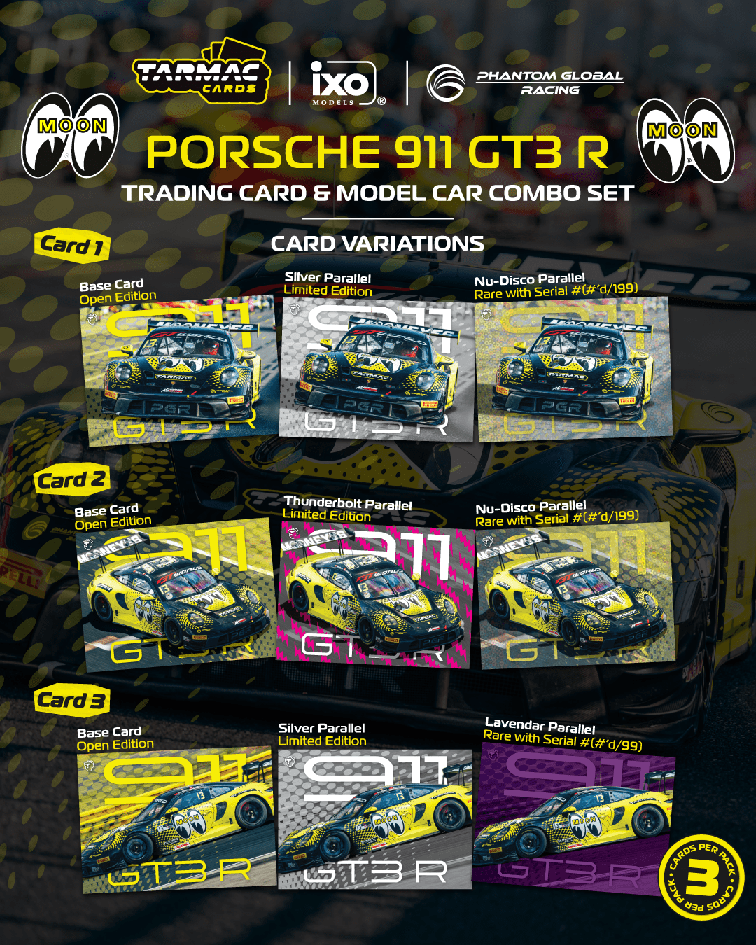 1/64 Porsche 911 GT3 R GT World Challenge Asia 2025 Phantom Global Racing #13 with Tarmac Cards - Tarmac Works x iXO Models HOBBY64