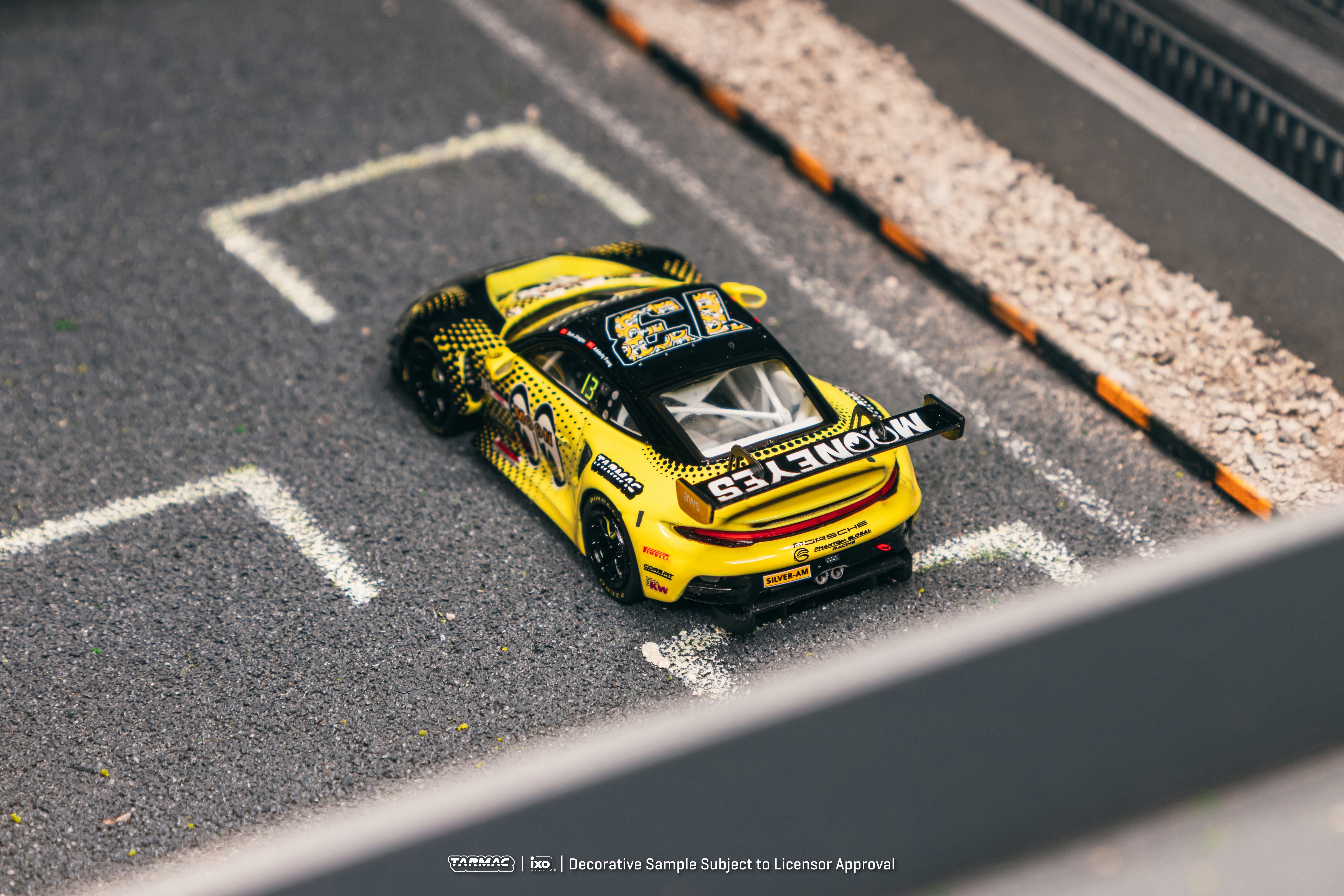 1/64 Porsche 911 GT3 R GT World Challenge Asia 2025 Phantom Global Racing #13 with Tarmac Cards - Tarmac Works x iXO Models HOBBY64