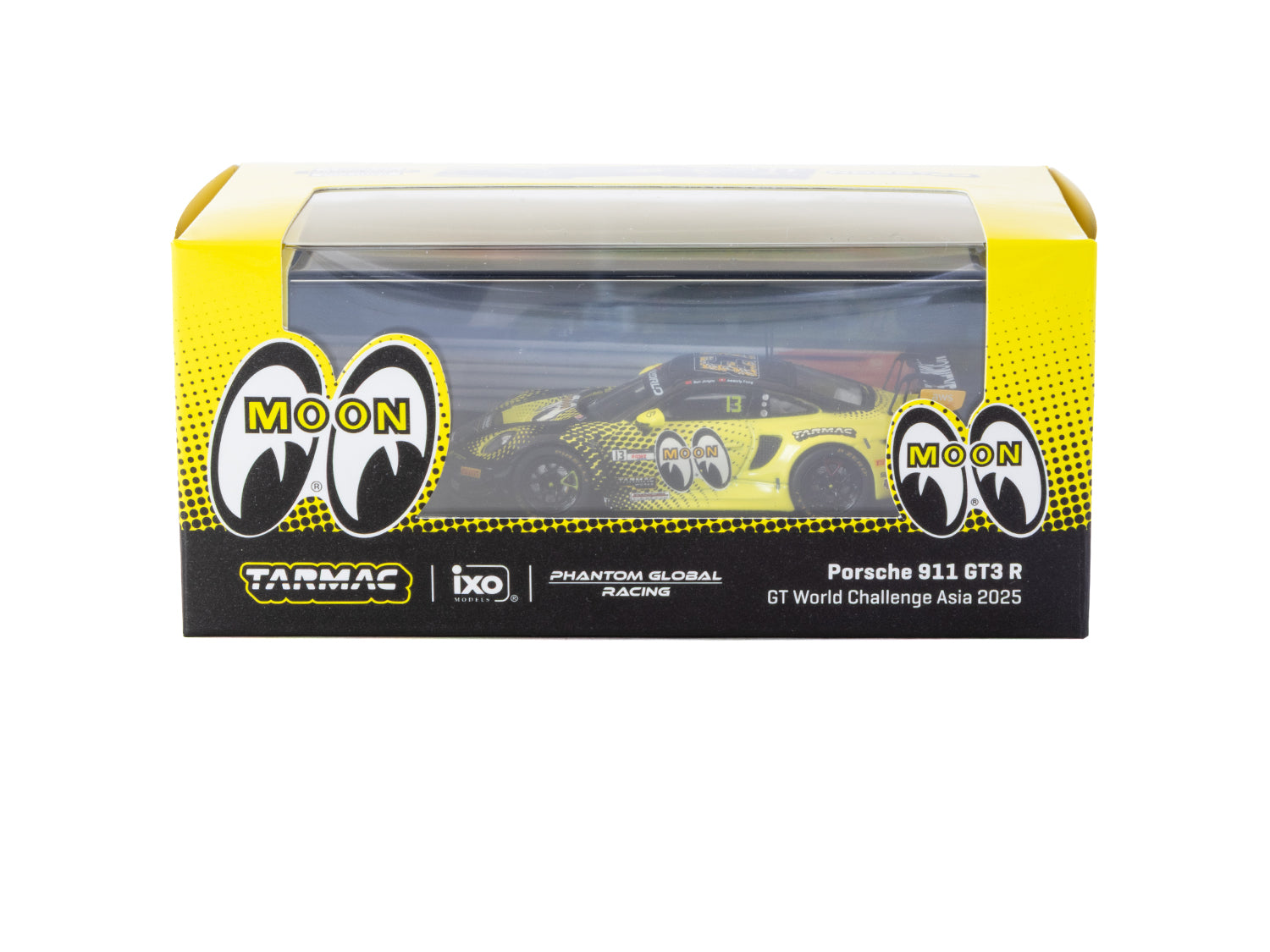 1/64 Porsche 911 GT3 R GT World Challenge Asia 2025 Phantom Global Racing #13 with Tarmac Cards - Tarmac Works x iXO Models HOBBY64