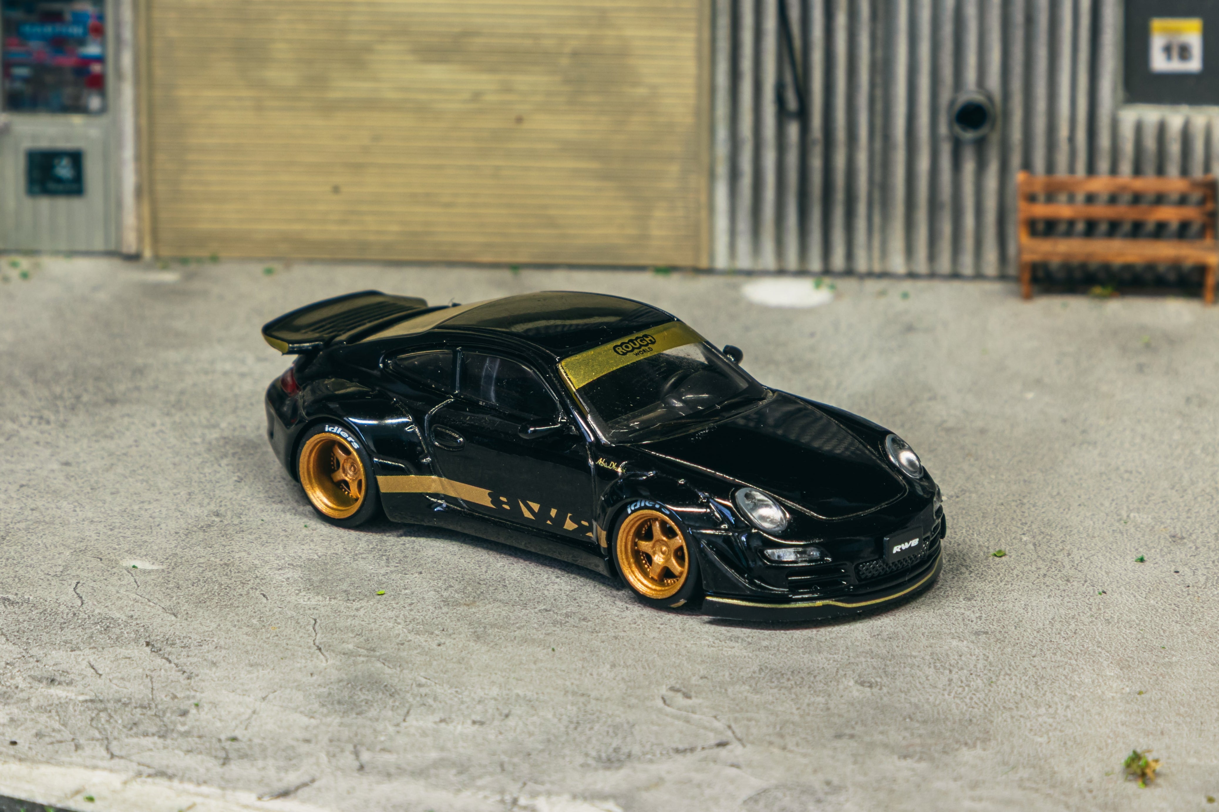 OSK Tools x RWB x Tarmac Works 1/64 RWB 997 Black Bundle Set - Tarmac Works HOBBY64