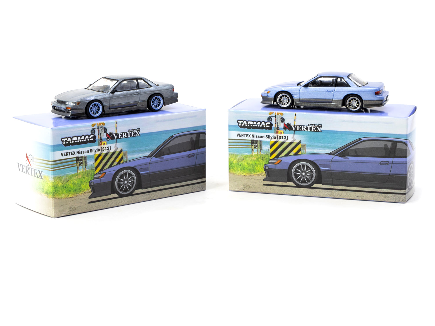 1/64 VERTEX Nissan Silvia S13 Blue/Grey - Tarmac Works GLOBAL64