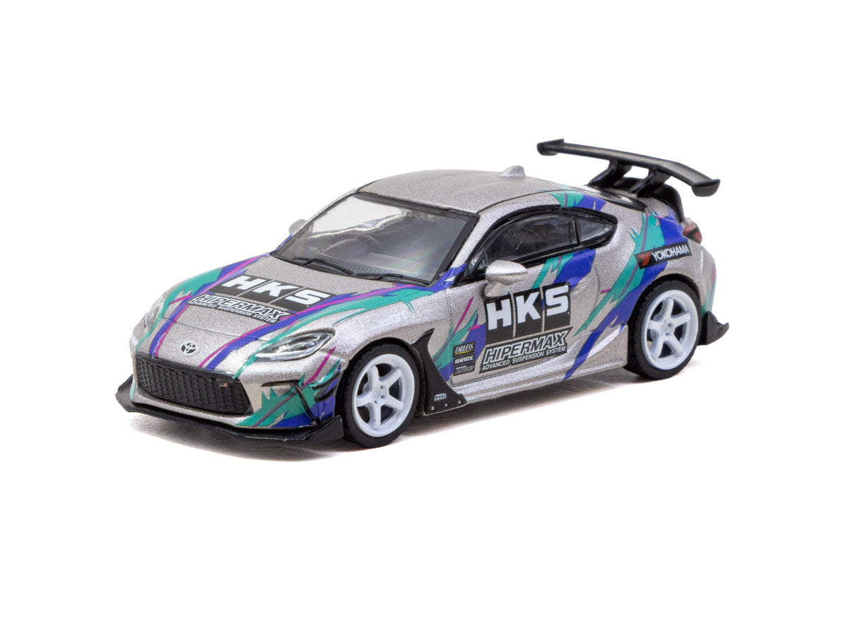 1/64 HKS Toyota GR86 Grey with Oil Can - Tarmac Works GLOBAL64