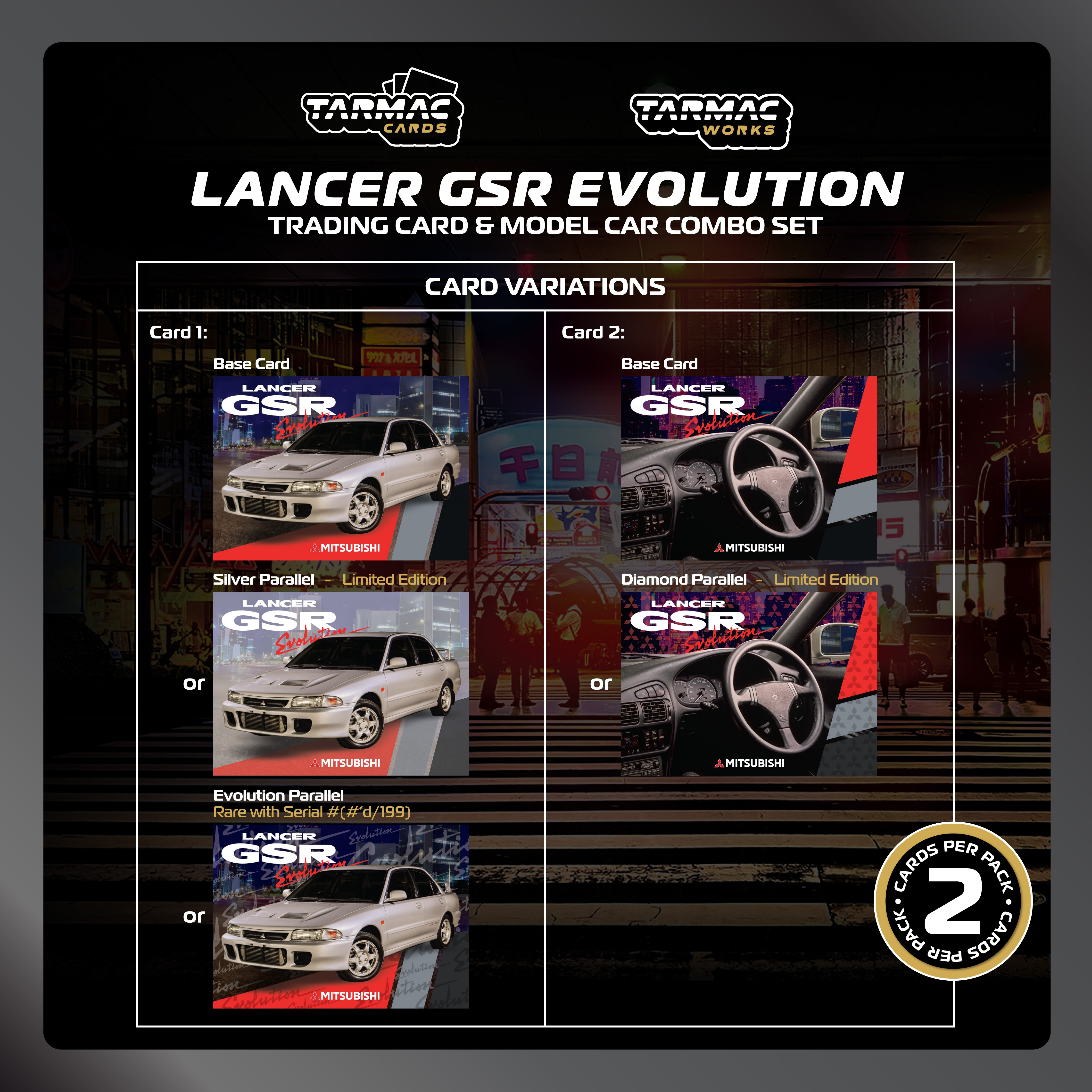 1/64 Mitsubishi Lancer GSR Evolution Silver Special Edition with Tarmac Cards - Tarmac Works GLOBAL64