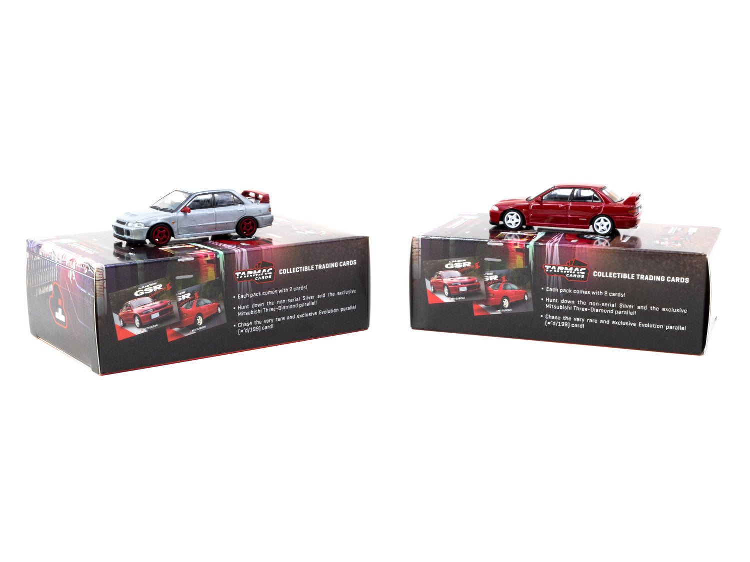 1/64 Mitsubishi Lancer GSR Evolution II Red with Tarmac Cards - Tarmac Works GLOBAL64