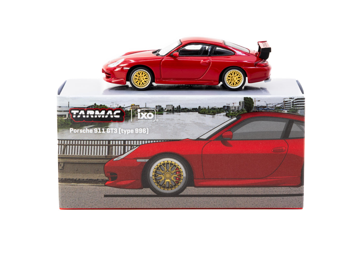 1/64 Porsche 911 GT3 (type 996) Red - Tarmac Works X iXO Models GLOBAL64