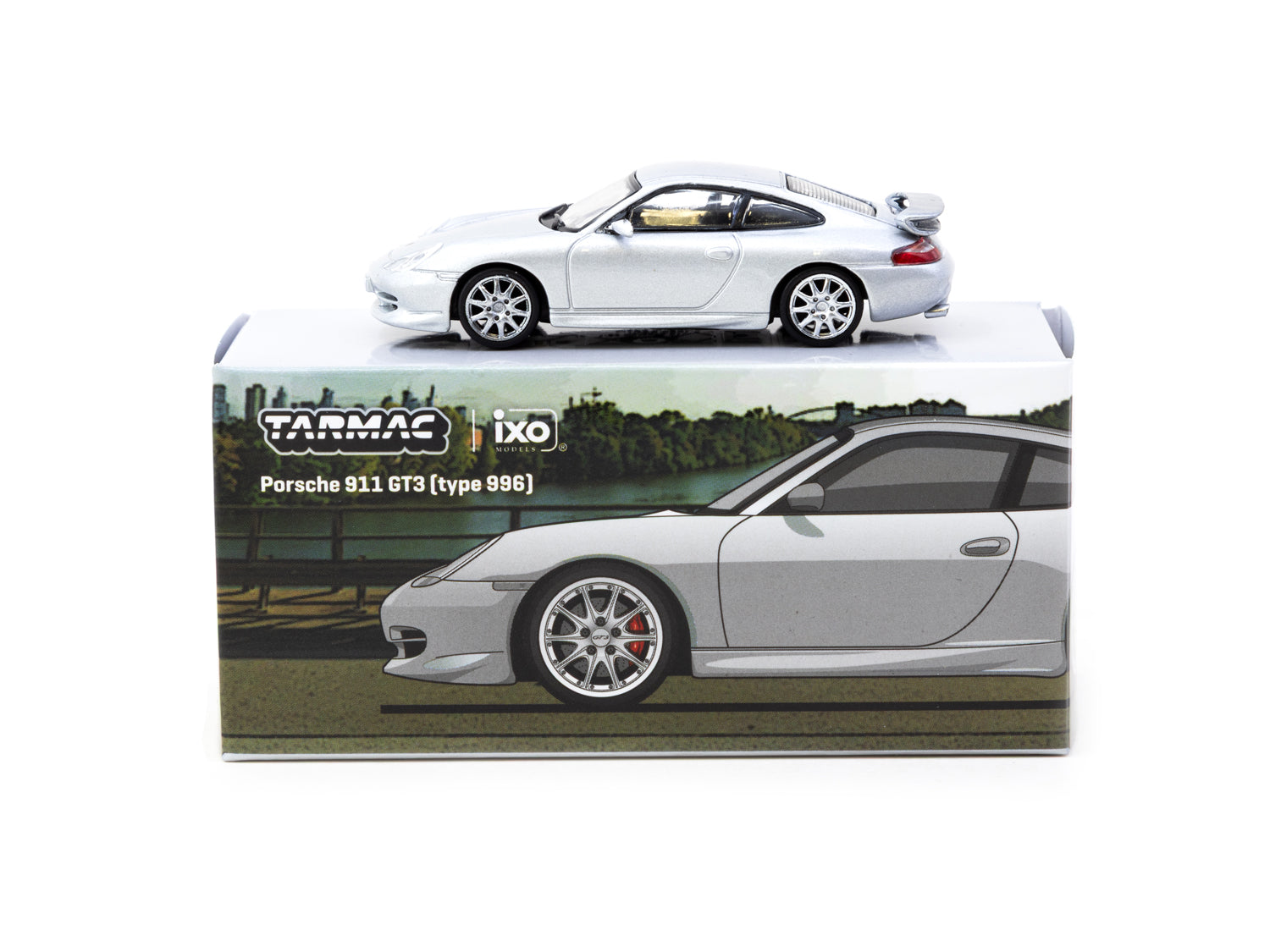 1/64 Porsche 911 GT3 (type 996) Silver - Tarmac Works X iXO Models GLOBAL64