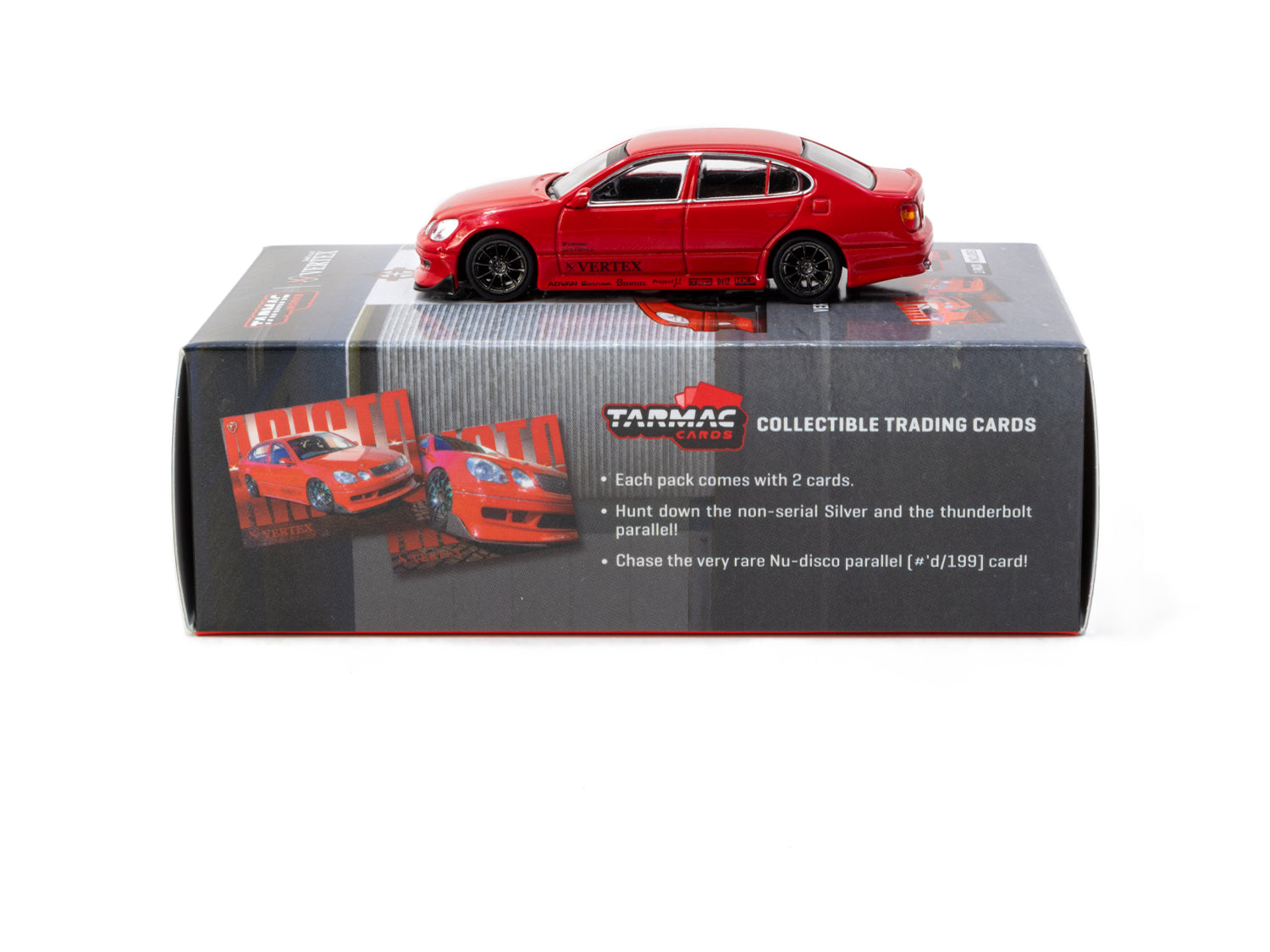 1/64 VERTEX Toyota Aristo JZS161 Red with Tarmac Cards - Tarmac Works GLOBAL64