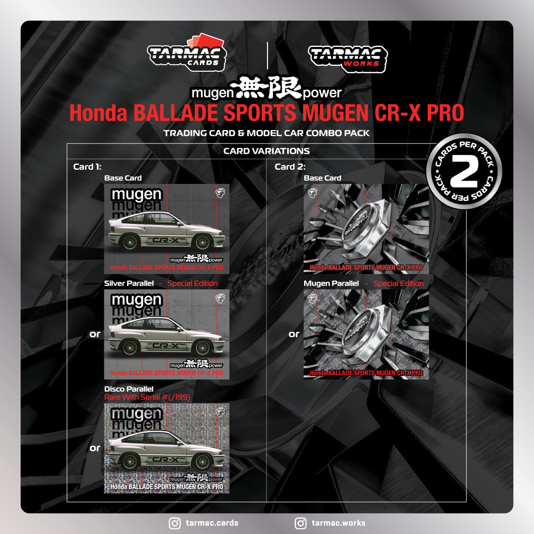 1/64 Honda Ballade Sports MUGEN CR-X Pro Silver with Tarmac Cards Combo Set - GLOBAL64
