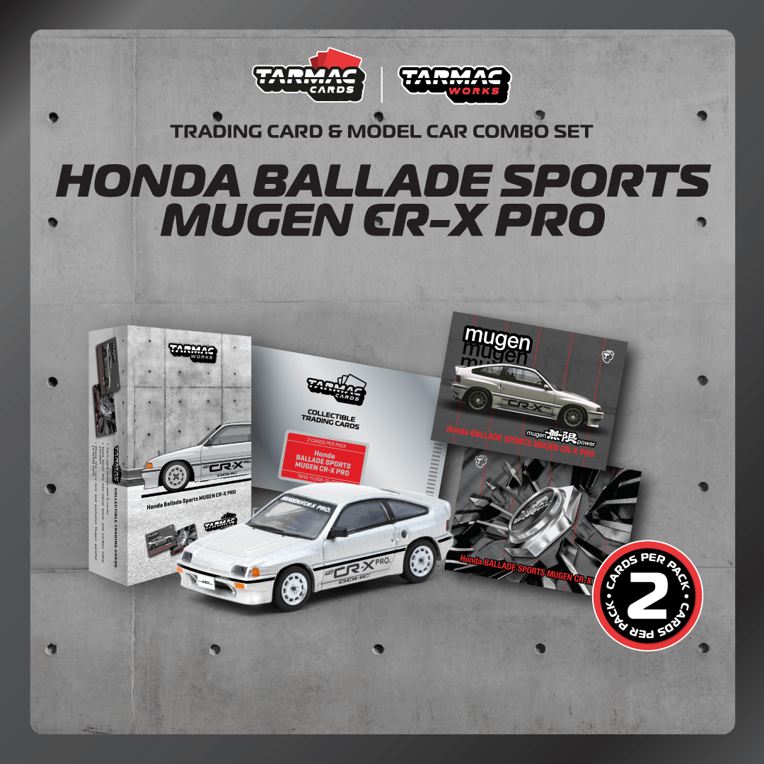 1/64 Honda Ballade Sports MUGEN CR-X Pro Silver with Tarmac Cards Combo Set - GLOBAL64