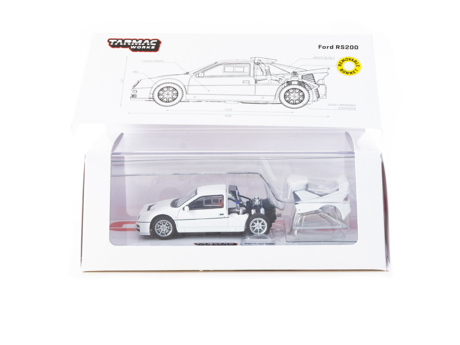 1/64 Ford RS200 White - Tarmac Works HOBBY64+