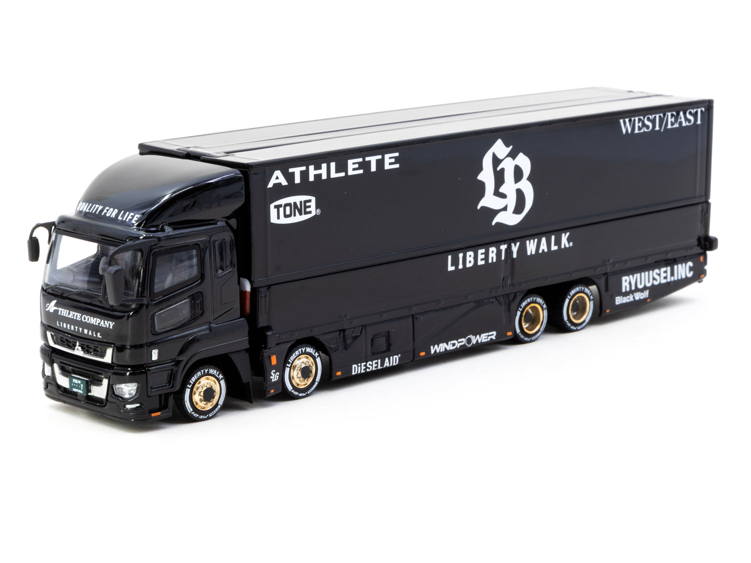 1/64 Liberty Walk Mitsubishi Fuso Super Great LB- TRUCKS Black - Tarmac Works TRUCK64