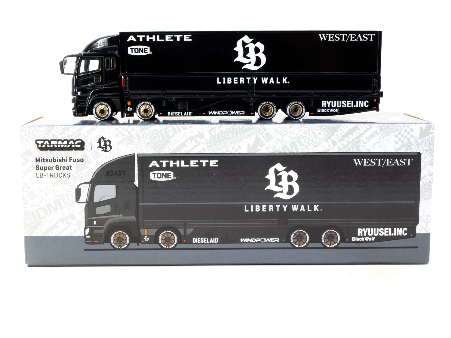 1/64 Liberty Walk Mitsubishi Fuso Super Great LB- TRUCKS Black - Tarmac Works TRUCK64