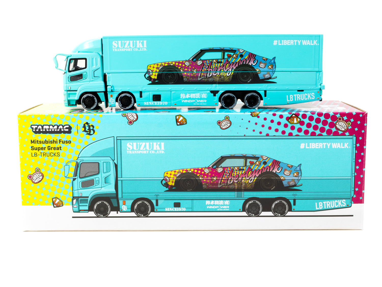 1/64 Liberty Walk Mitsubishi Fuso Super Great LB-TRUCKS Light Blue - Tarmac Works TRUCK64