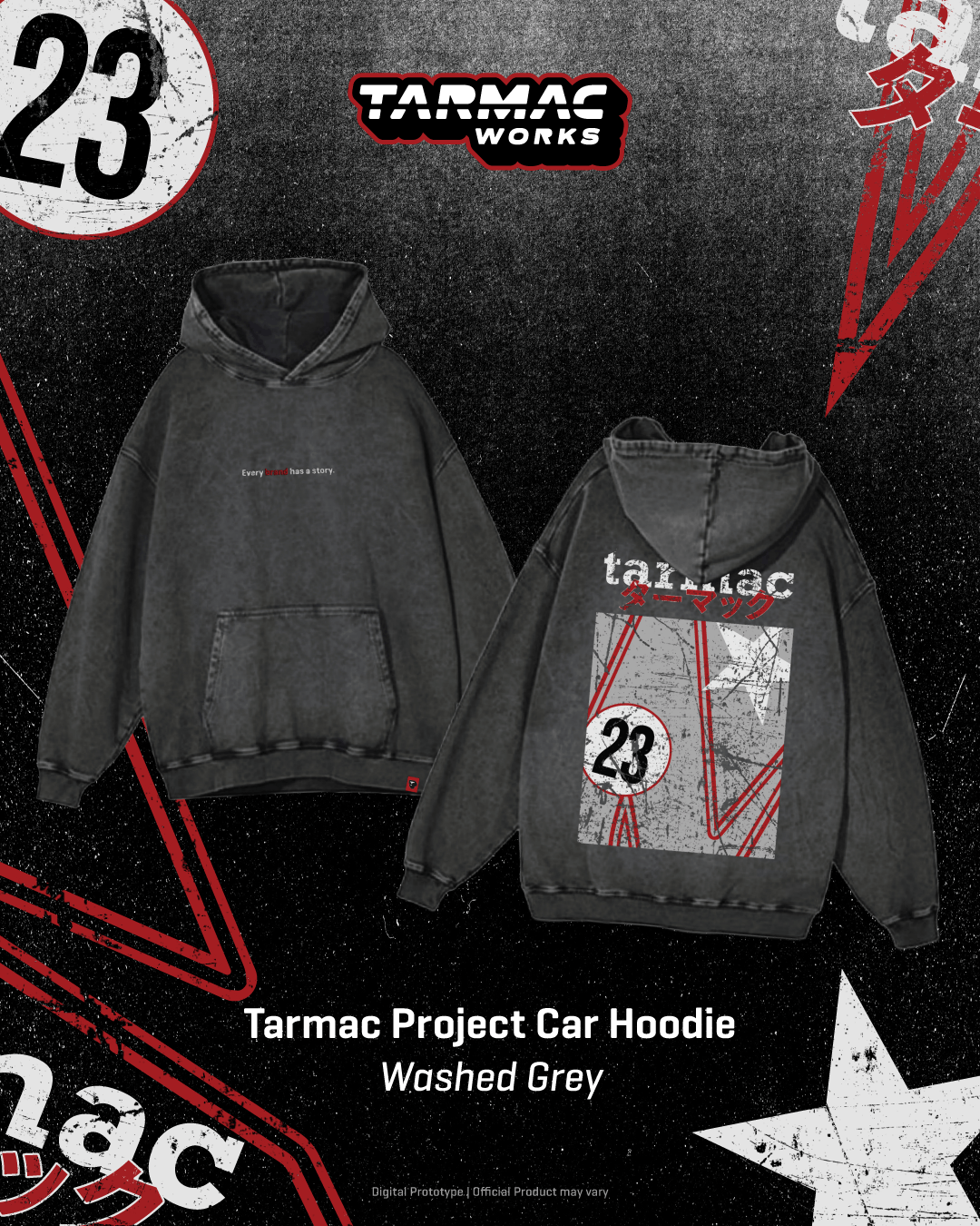 Tarmac Merch Tarmac Project Car Hoodie Washed Grey