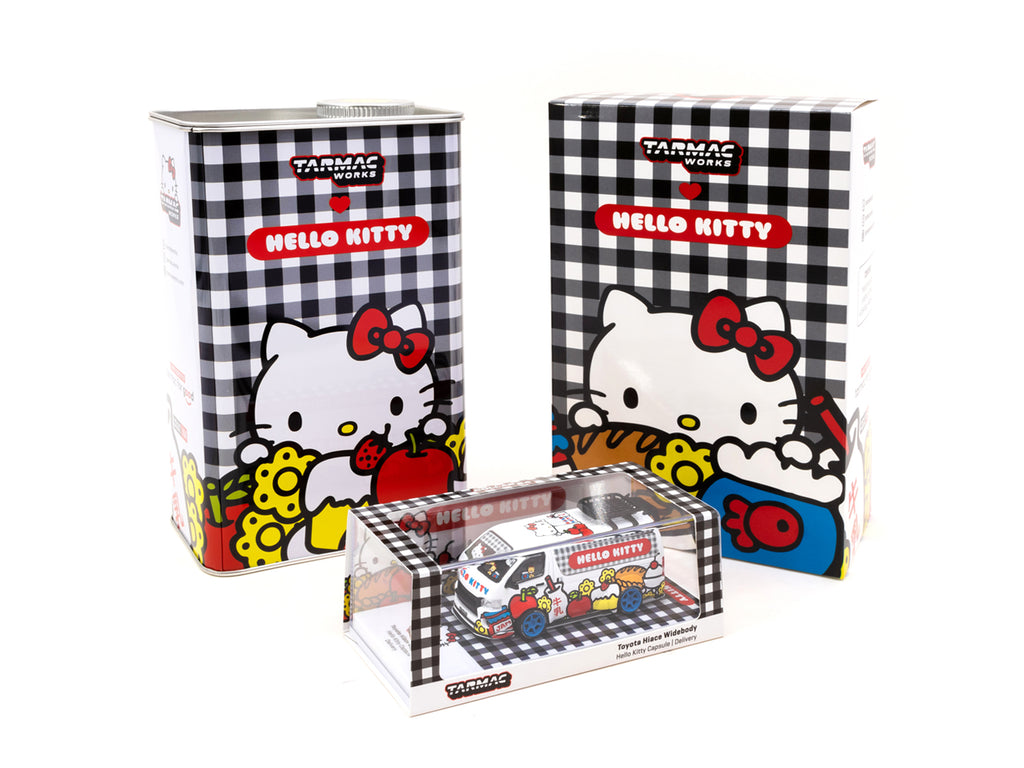 Tarmac Works 1/64 Toyota Hiace Widebody Tarmac Works X Hello Kitty Capsule Delivery with Oil Can - HOBBY64