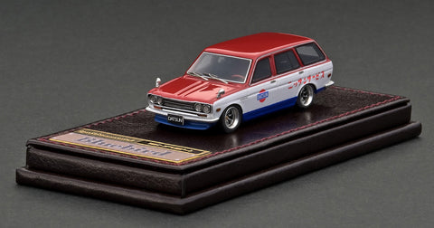 Ignition Model 1/64 Datsun Bluebird (510) Wagon Red/White/Blue