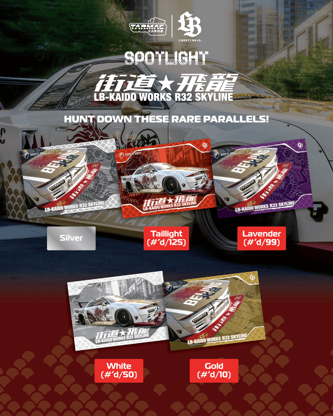 Spotlight - LB-Kaido Works Nissan R32 Skyline "Flying Dragon 飛龍" - Tarmac Cards (Box)