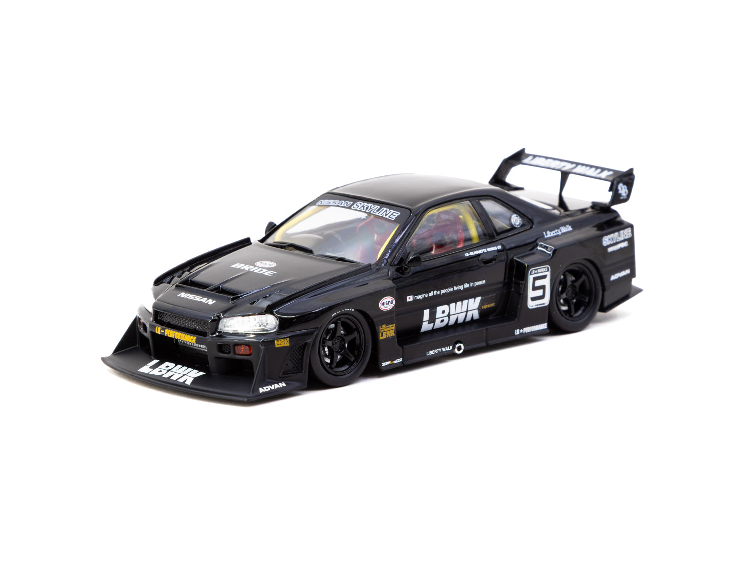 1/43 Liberty Walk LB-ER34 Super Silhouette SKYLINE Black - Tarmac Works HOBBY43
