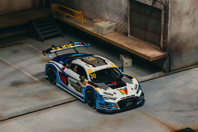 1/43 Audi R8 LMS GT3 evo II Macau GT Cup - FIA GT World Cup 2024 - Race Version #30 Uno Racing with A4 poster - Tarmac Works HOBBY43
