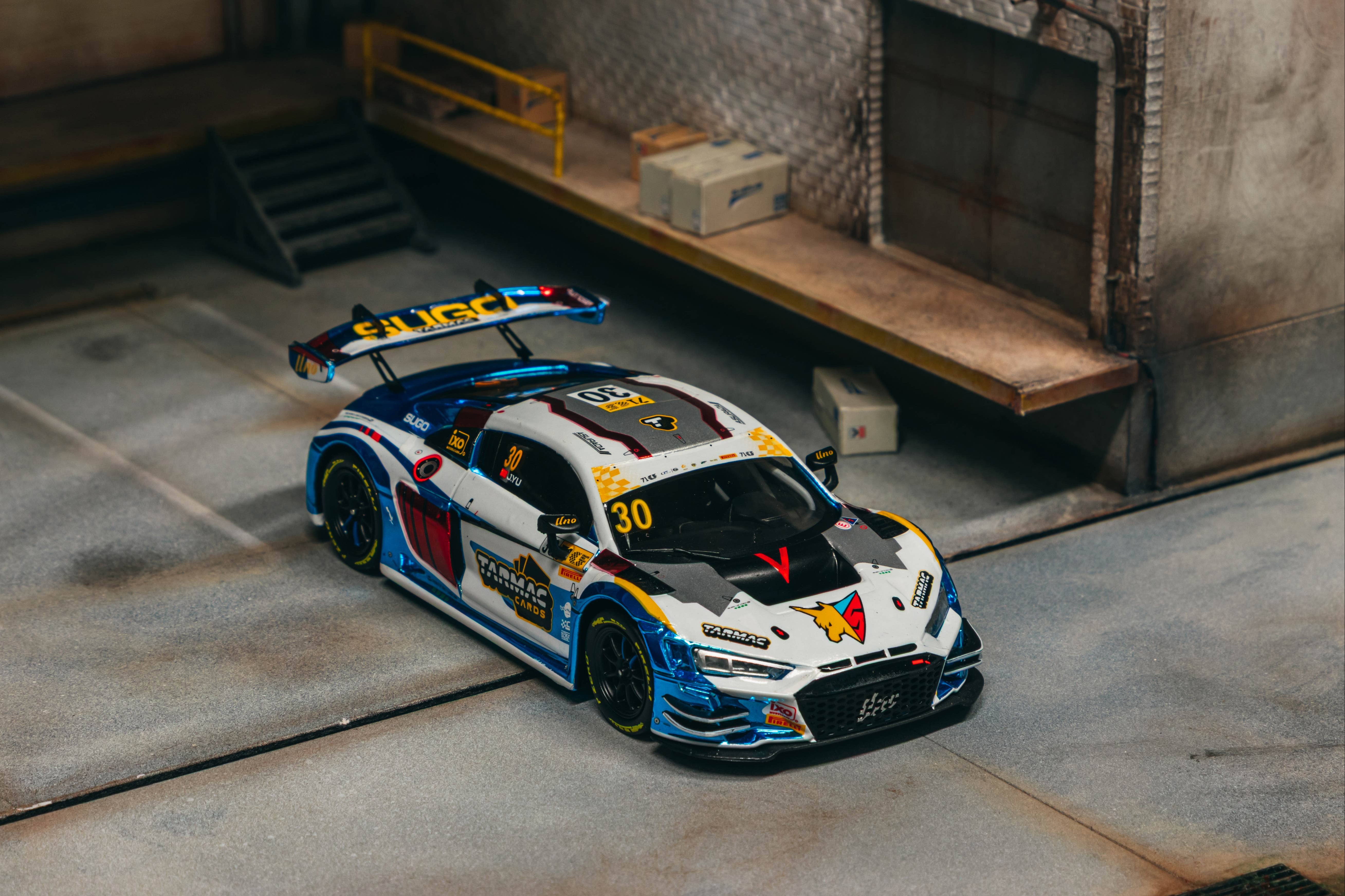 1/43 Audi R8 LMS GT3 evo II Macau GT Cup - FIA GT World Cup 2024 - Race Version #30 Uno Racing with A4 poster - Tarmac Works HOBBY43