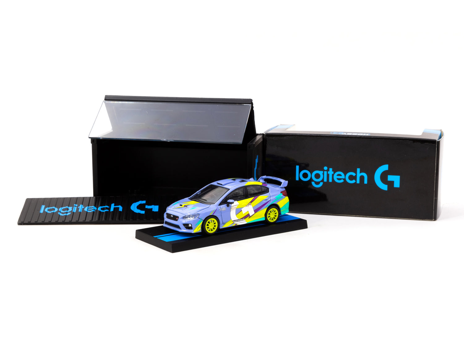 1/64 Subaru WRX STI S207 Logitech G with Container - Logitech Special Edition -Tarmac Works HOBBY64