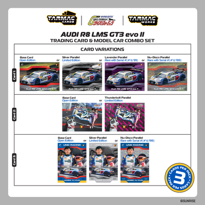 1/64 Audi R8 LMS GT3 evo II Macau GT Cup - FIA GT World Cup 2024 Uno Racing #30 with Tarmac Cards Combo Set and Truck Packaging - Tarmac Works HOBBY64