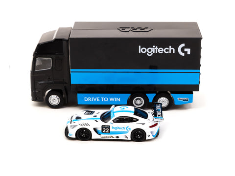 Mercedes-AMG GT3 Logitech G Race with Plastic Truck Packaging - Logitech Special Edition - HOBBY64
