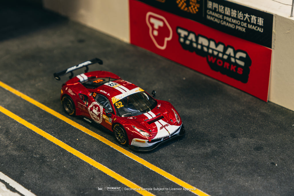 Tarmac Works X iXO Models 1/64 Ferrari 488 GT3 Macau GT Cup - FIA GT World Cup 2023 Harmony Racing #52 - HOBBY64