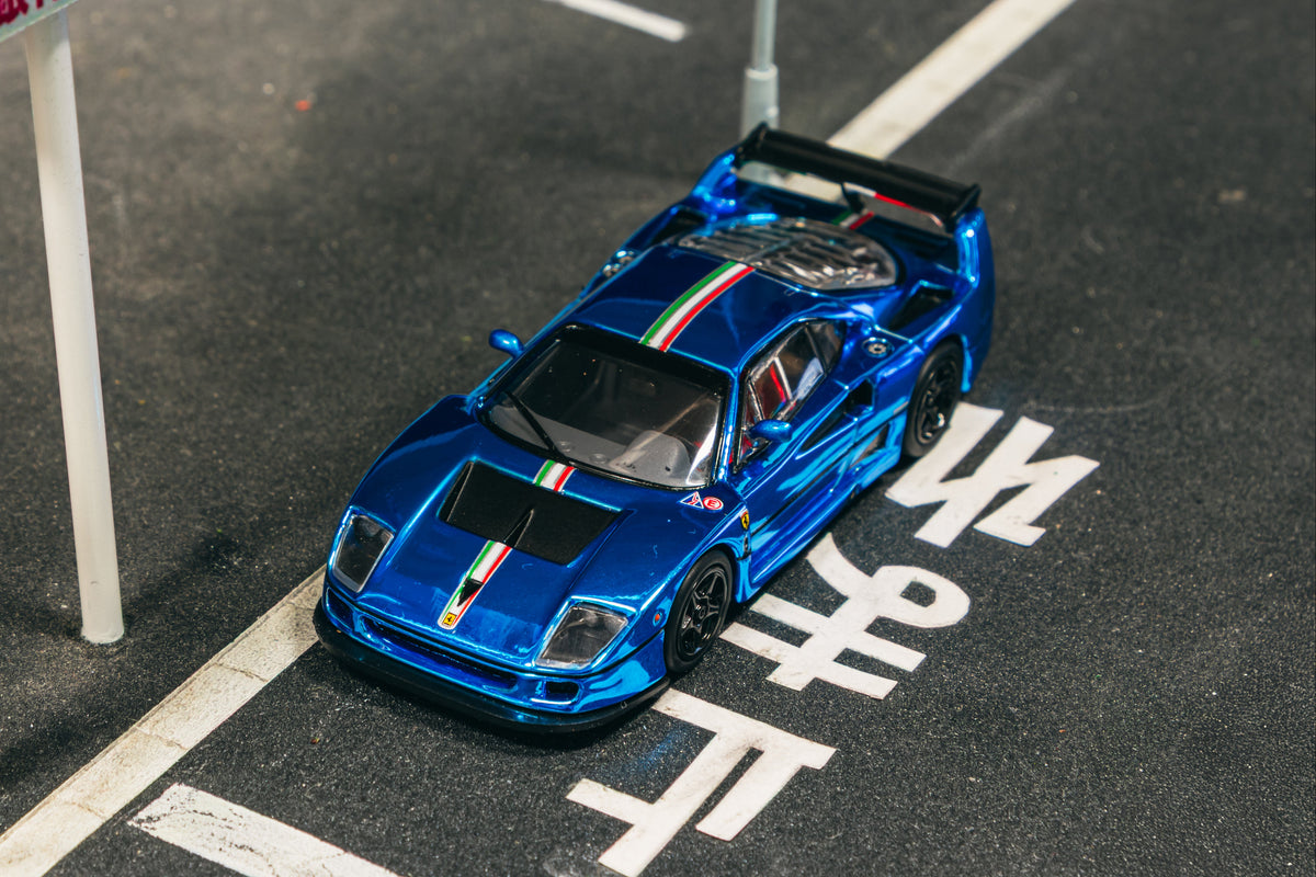 1/64 Ferrari F40 LM Chrome Blue - Tarmac Works x iXO Models HOBBY64