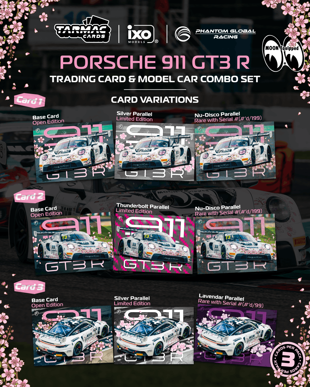 1/64 Porsche 911 GT3 R Suzuka 1000km - Intercontinental GT Challenge 2025 - Phantom Global Racing #13 with Tarmac Cards - Tarmac Works x iXO Models HOBBY64