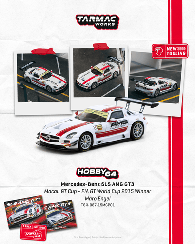 1/64 Mercedes-Benz SLS AMG GT3 Macau GT Cup - FIA GT World Cup 2015 #1 Winner - Maro Engel - Tarmac Works HOBBY64