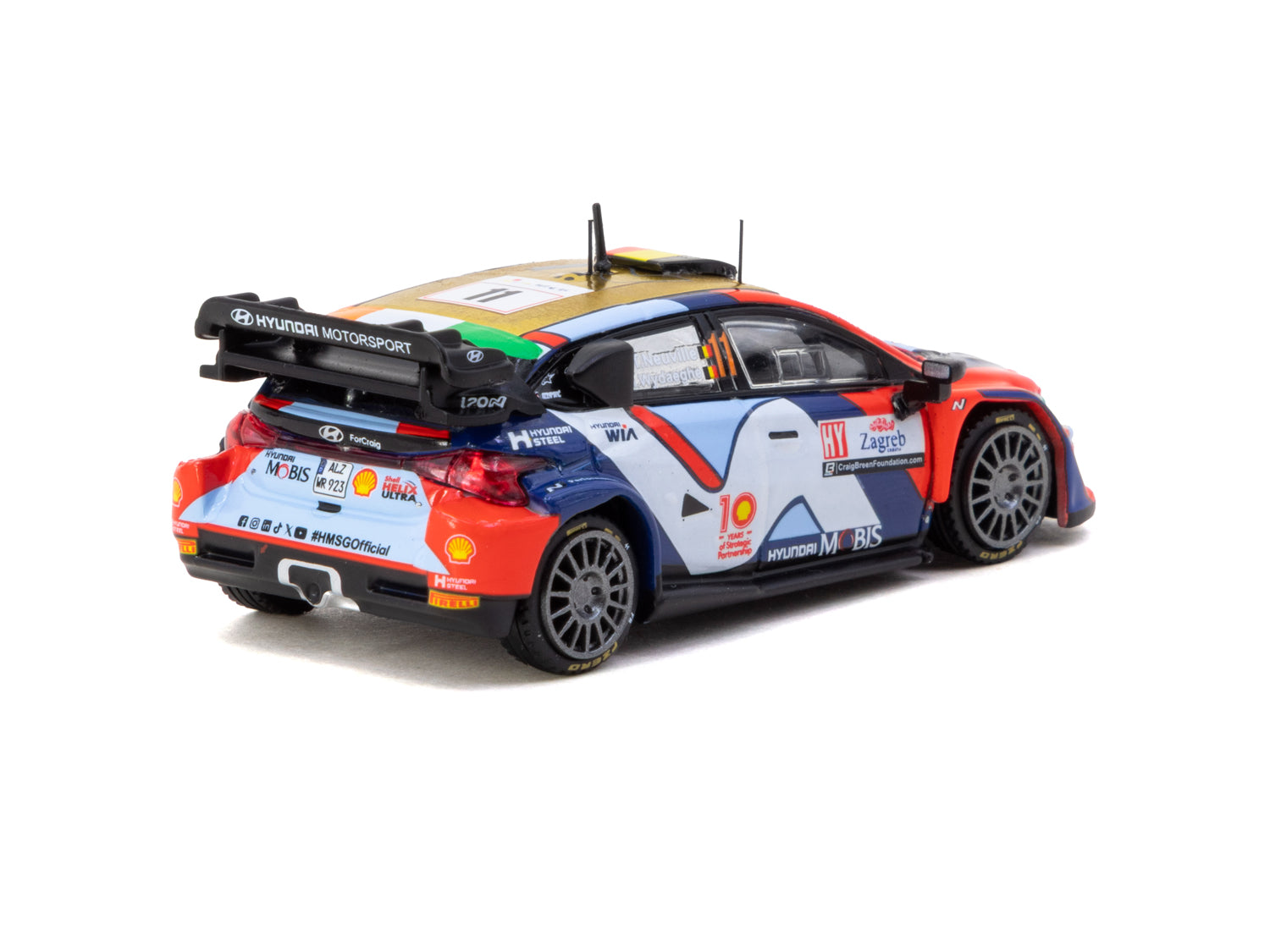 1/64 Hyundai i20 N Rally1 Hybrid Croatia Rally 2024 #11 - Tarmac Works x iXO Models HOBBY64