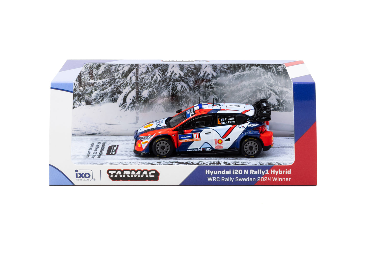 1/64 Hyundai i20 N Rally1 Hybrid Rally Sweden 2024 Winner #4 - Tarmac Works X iXO Models HOBBY64