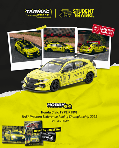 1/64 Honda Civic TYPE R FK8 NASA Western Endurance Racing Championship 2022 #7 Student Driver (by Daniel Wu) - Tarmac Works HOBBY64