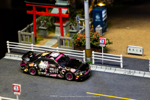 Tarmac Works 1/64 VERTEX Silvia (S 14) - Hello Kitty Black Chrome USA Special Edition - GLOBAL64
