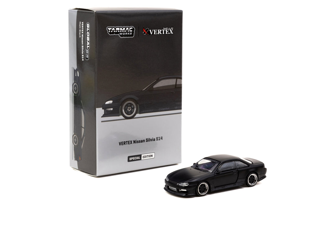 Tarmac Works 1/64 VERTEX Nissan Silvia S14 Matt Black - 4th Stancegarage Taiwan Special Edition - GLOBAL64