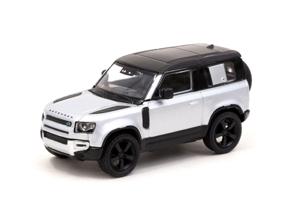 1/64 Land Rover Defender 90 Silver Metallic - Tarmac Works GLOBAL64