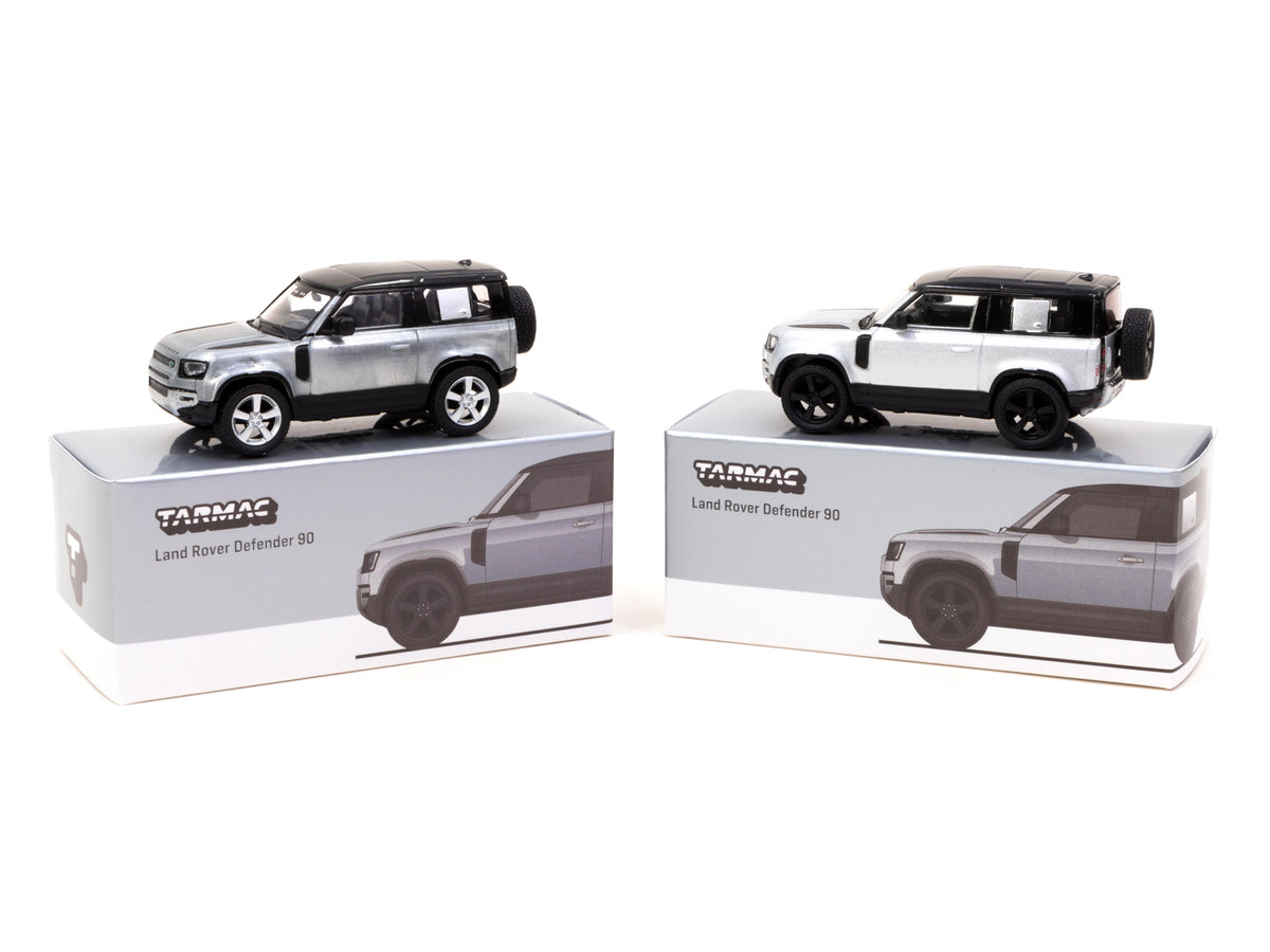 1/64 Land Rover Defender 90 Silver Metallic - Tarmac Works GLOBAL64