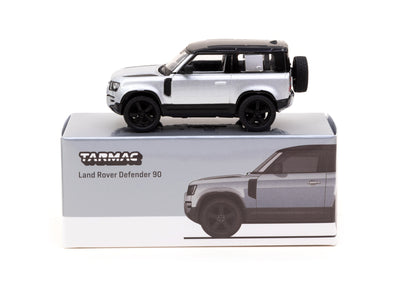 1/64 Land Rover Defender 90 Silver Metallic - Tarmac Works GLOBAL64