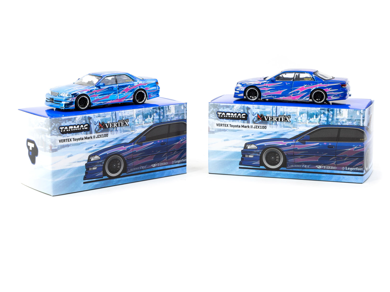 1/64 VERTEX Toyota Mark II JZX100 Blue Metallic - Tarmac Works GLOBAL6