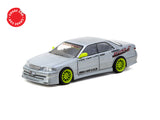 Tarmac Works 1/64 HKS Hiper Silvia RS-2 Chrome Red + VERTEX Toyota Mark II JZX100 Light Green + Display Base - Tokyo Auto Salon 2025 Special Bundle Set