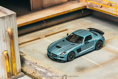1/64 Mercedes-Benz SLS AMG Coupé Black Series Matte Blue - Tarmac Works GLOBAL64