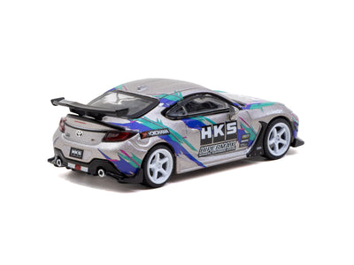 1/64 HKS Toyota GR86 Grey with Oil Can - Tarmac Works GLOBAL64