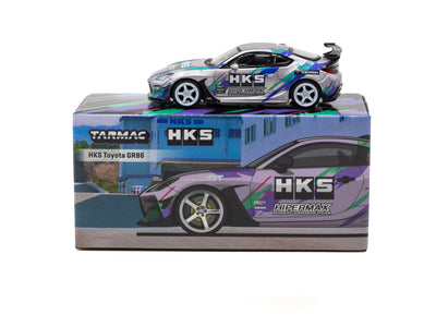 1/64 HKS Toyota GR86 Grey with Oil Can - Tarmac Works GLOBAL64