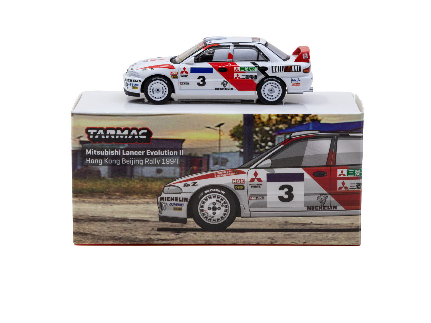 1/64 Mitsubishi Lancer Evolution II Hong Kong Beijing Rally 1994 #3 - Tarmac Works GLOBAL64