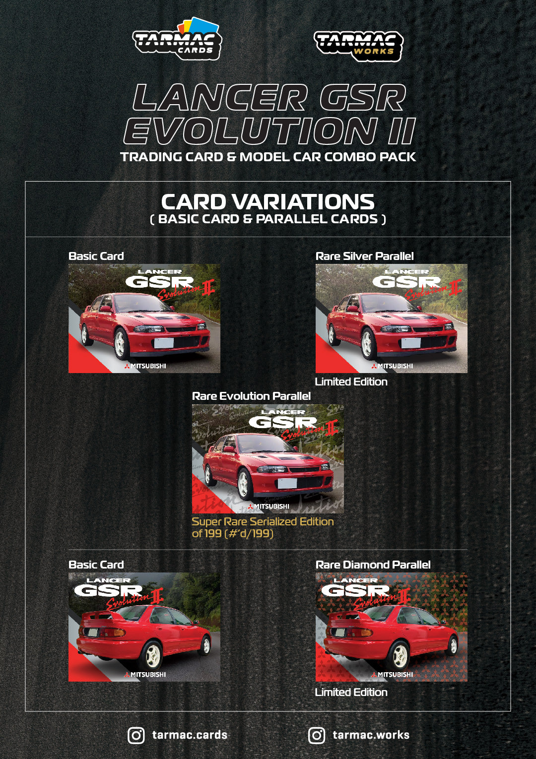1/64 Mitsubishi Lancer GSR Evolution II Red with Tarmac Cards