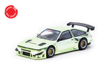 Tarmac Works 1/64 Toyota Sprinter Trueno AE86 Widebody Green - Designed by Jon Sibal - GLOBAL64