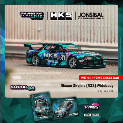 1/64 Nissan Skyline (R32) Widebody HKS with Tarmac Cards Combo Set - Designed by Jon Sibal - Tarmac Works GLOBAL64