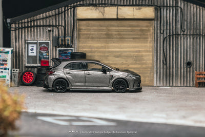 1/64 Toyota GR Corolla Grey with oil can packaging - Tarmac Works GLOBAL64